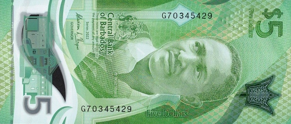 PN81 Barbados - 5 Dollars Year 2022